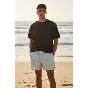 Goodfellow & Co Men’s Swim Shorts Green White Stripe Size L